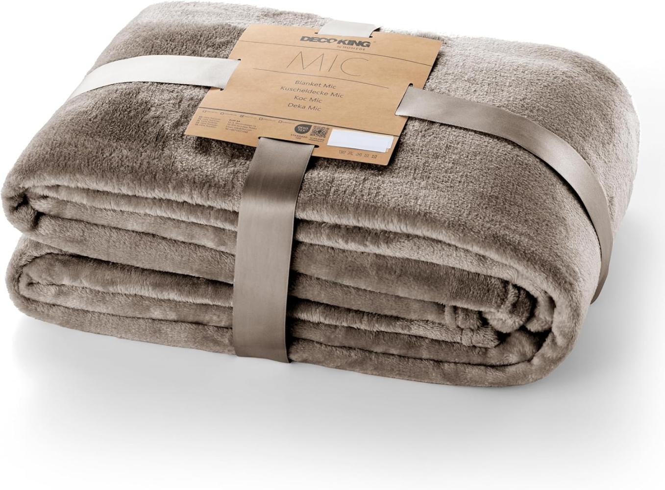 DecoKing Kuscheldecke 160x210 cm Cappuccino Decke Microfaser Tagesdecke Fleece weich sanft kuschelig beige Mic Bild 1