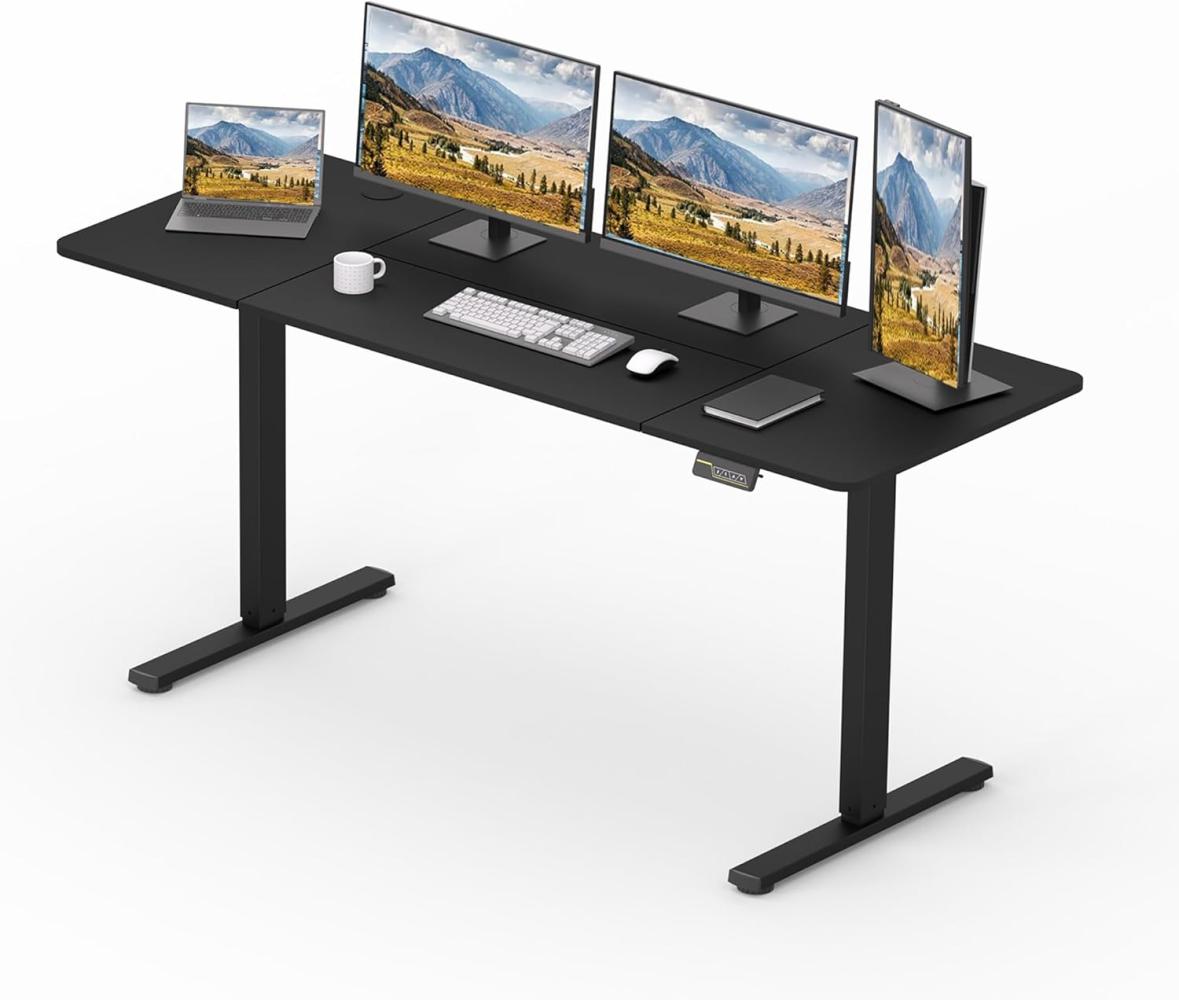 SANODESK Elektrischer Höhenverstellbarer Schreibtisch mit Tischplatte, Memory Funktion und Haken, Schreibtisch Höhenverstellbar Elektrisch für Heimbüro, Homeoffice und Hause(160 x 60cm, schwarz) Bild 1