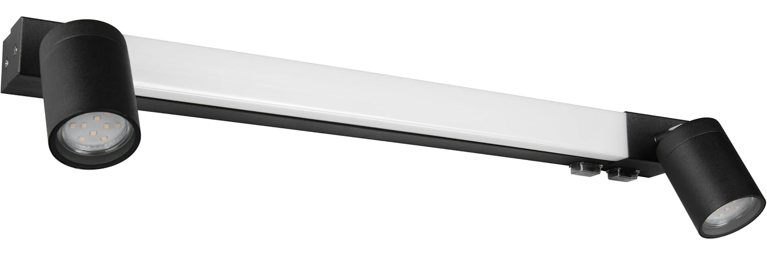 LED Bad Spiegelleuchte ENRICO mit 2 Strahlern & Schalter, Schwarz B: 60cm Bild 1