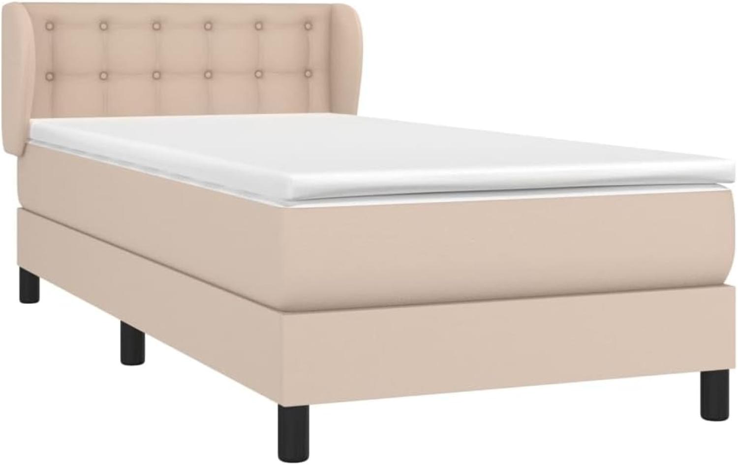 vidaXL Boxspringbett Matratze, Härtegrad: H2, Kunstleder Cappuccino-braun 80 x 200 cm Bild 1