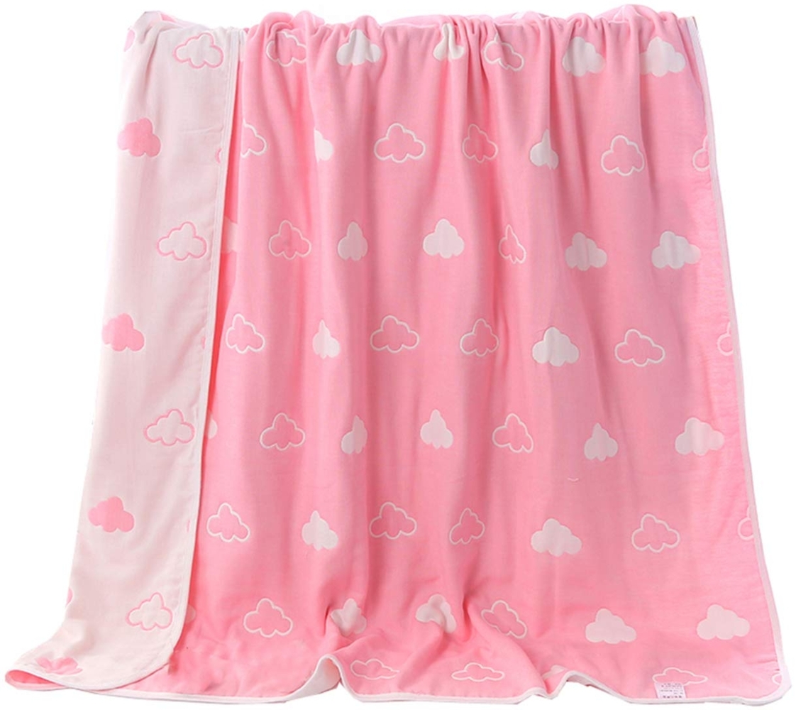 Hayisugar Baby Kuscheldecke, extra weich, 100% Baumwolle, 6-lagig, Decke, Babydecke, Einschlagdecke, Kinderwagendecke, Kinderdecke, Wohndecke Tagesdecke Sommerdecke, Rosa Wolke, 110 x 105 cm Bild 1