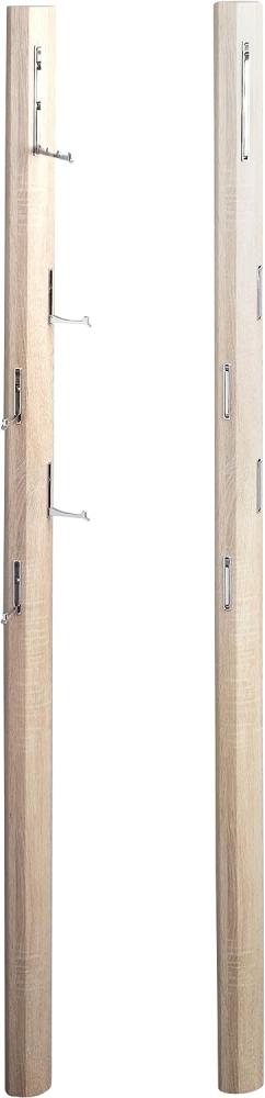 HomeTrends4You 701742 Garderobe / Wandgarderobe mit Klapphaken Palo, MDF Dekor Sonoma Eiche, hellbraun, 185x8x4cm Bild 1