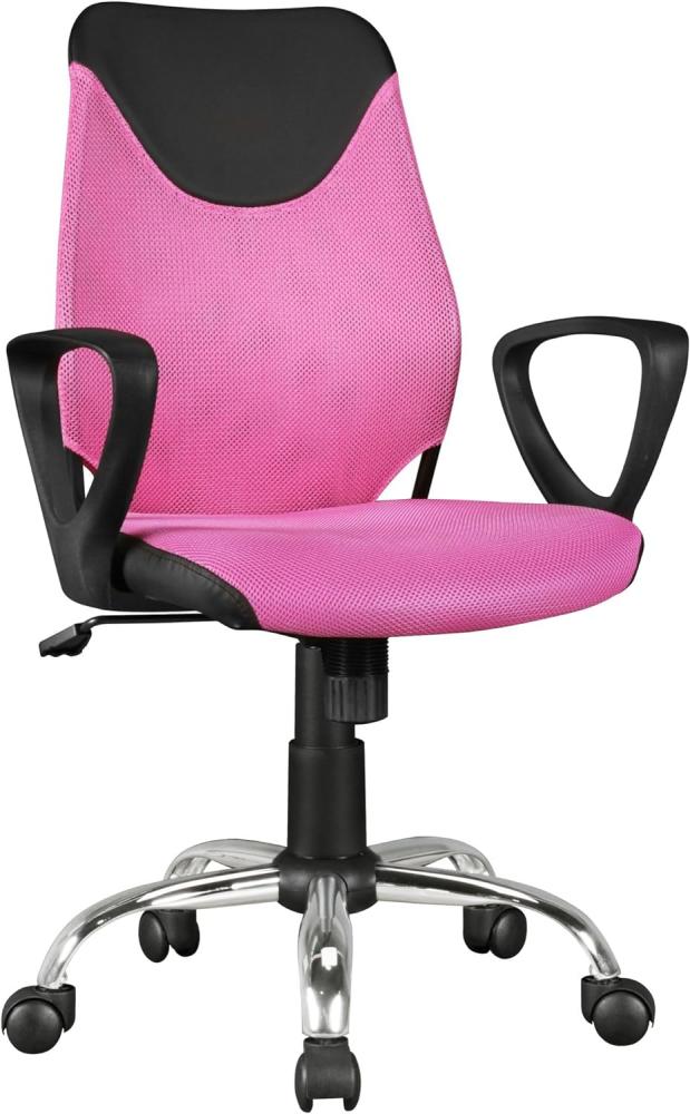 Kinder Schreibtischstuhl Jugenstuhl KiKa, ergonomisch, höhenverstellbar, Schwarz Pink Bild 1