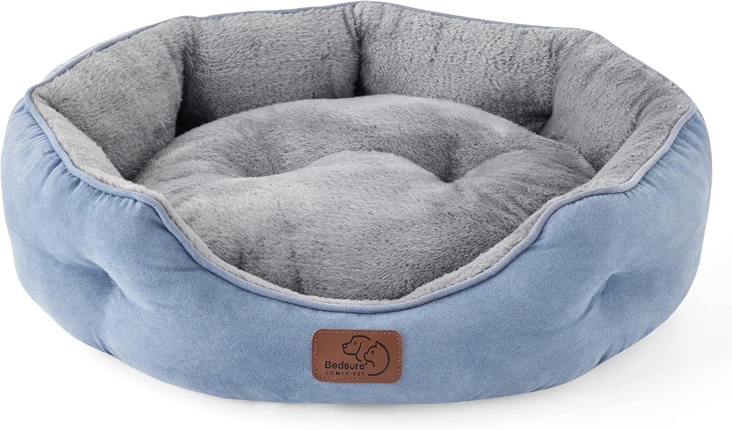 BEDSURE Katzenbett waschbar Katzen Bettchen - 51 x 48 x 15 cm Katzen Bett mit zweiseitig Innenkissen Katzenschlafplatz für Katzen oder kleine Hunde, blau Bild 1