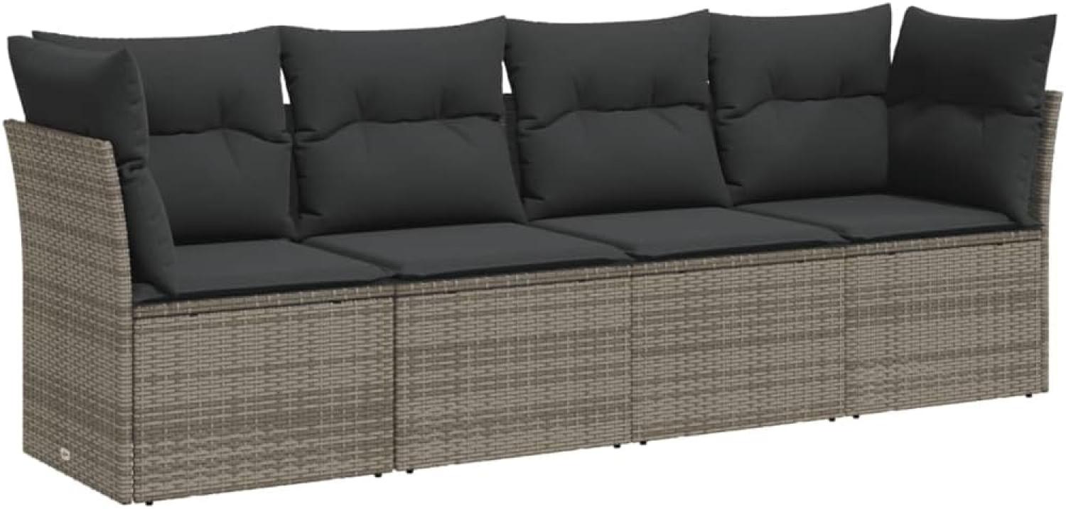 vidaXL 4-tlg. Garten-Sofagarnitur mit Kissen Grau Poly Rattan 3217230 Bild 1