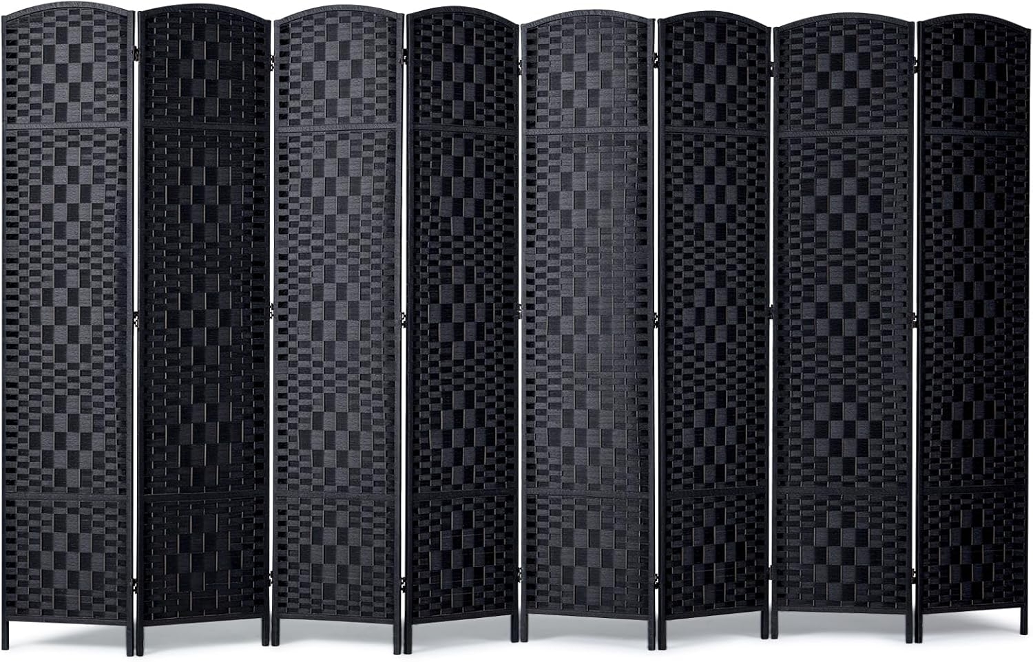 VEVOR Raumteiler Raumtrenner Paravent Deko mit 8 Paneelen, handgewebte Faltbare Sichtschutzwände mit Scharnieren, tragbare und freistehende Raumteiler zur Raumtrennung, schwarz 1795 x 3255 x 19 mm Bild 1