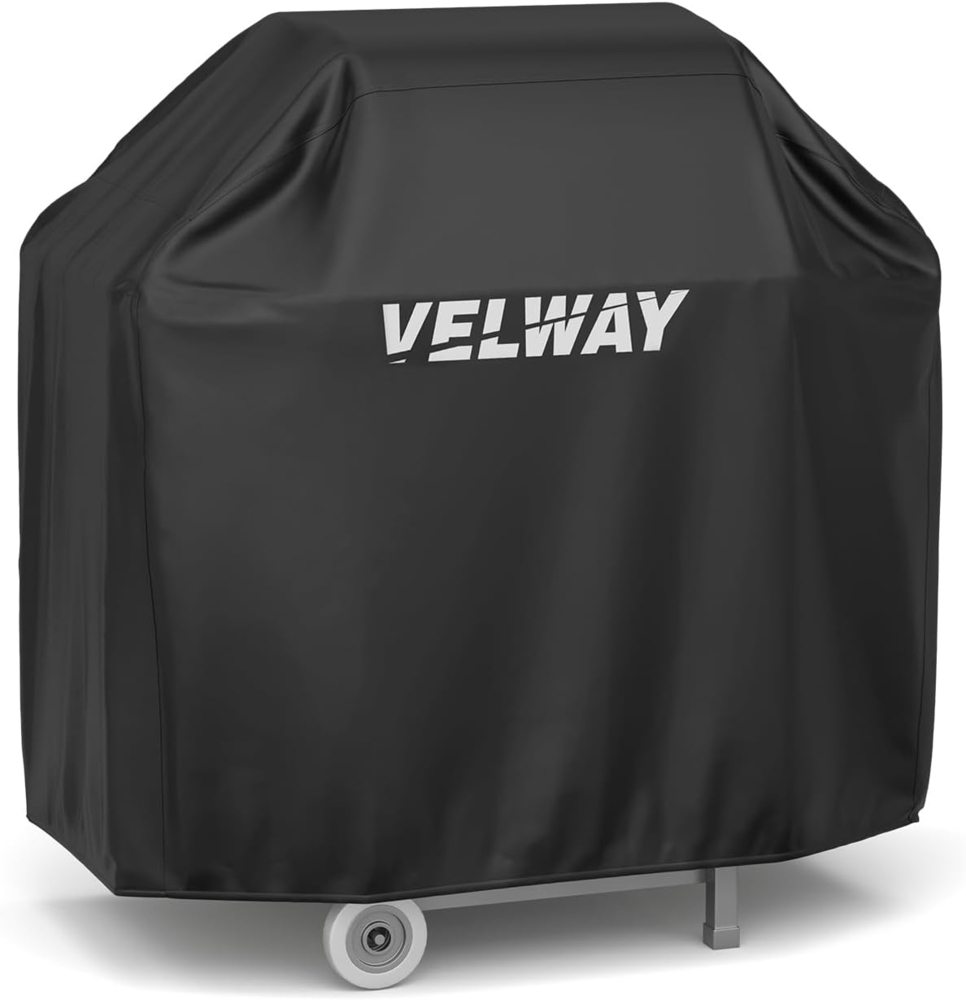 Velway Grill Abdeckhaube Gasgrill Grillabdeckung Regendicht BBQ Abdeckung Cover Schutzhülle Haube Staubdicht Grill Abdeckplane Grillschutz (117 x 66 x 117 cm) —Schwarz Bild 1