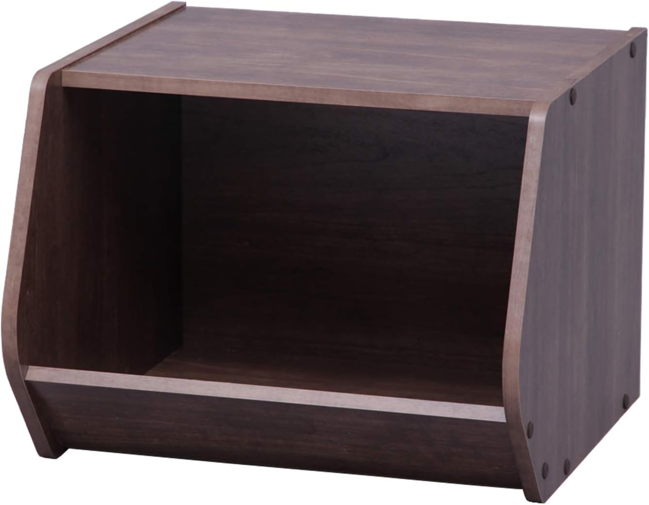 Iris Ohyama, Regal, AufbewahrungsBoxen aus Holz, Beistellmöbel, Multifunktional, Stapelbar, Design, Büro, Schlafzimmer, Wohnzimmer - Stack Box STB-400 - Braun Bild 1
