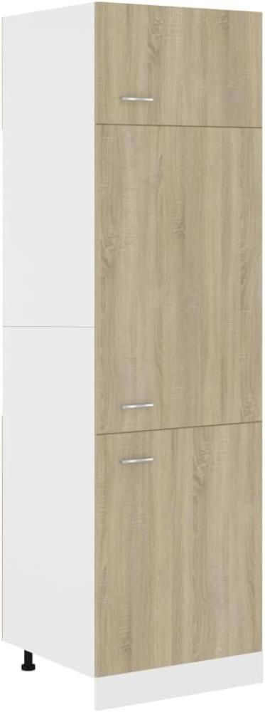 vidaXL Kühlumbauschrank mit 4 Regalböden Küche Hochschrank Küchenmöbel Küchenzeile Küchenschrank Schrank Sonoma-Eiche 60x57x207cm Holzwerkstoff Bild 1