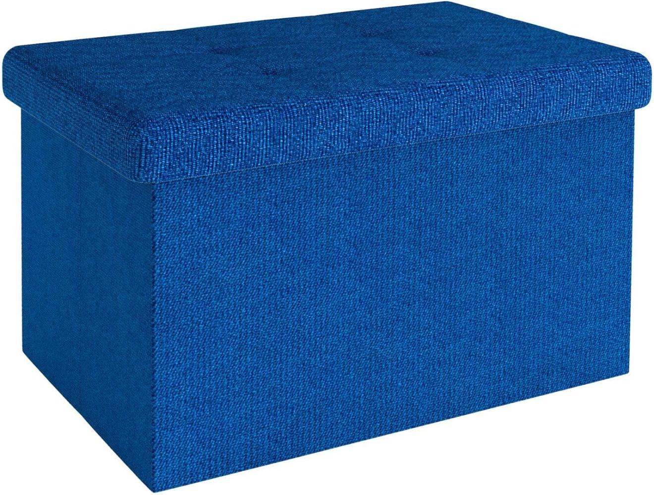 Intirilife Sitzhocker (Sitzwürfel mit Stauraum 49x30x30 cm in OZEAN BLAU - Fußablage), Faltbare Sitzbank - aus Stoff mit Mulden - Aufbewahrungsbox Truhe Bild 1