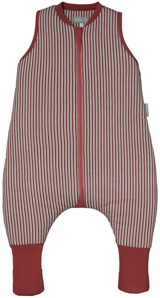 molis&co - Baby Schlafsack mit Füßen und Socke - Ideal für den Winter - Babyschlafsack mit Beinen 2,5 tog - 100% Baumwolle (Oeko-TEX 100), Premium Qualität - Burgundy Stripes (55 cm) Bild 1