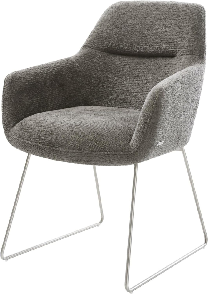 Esszimmerstuhl Pejo-Flex Bouclé Soft Schlamm Kufengestell Edelstahl Taschenfederkern Bild 1