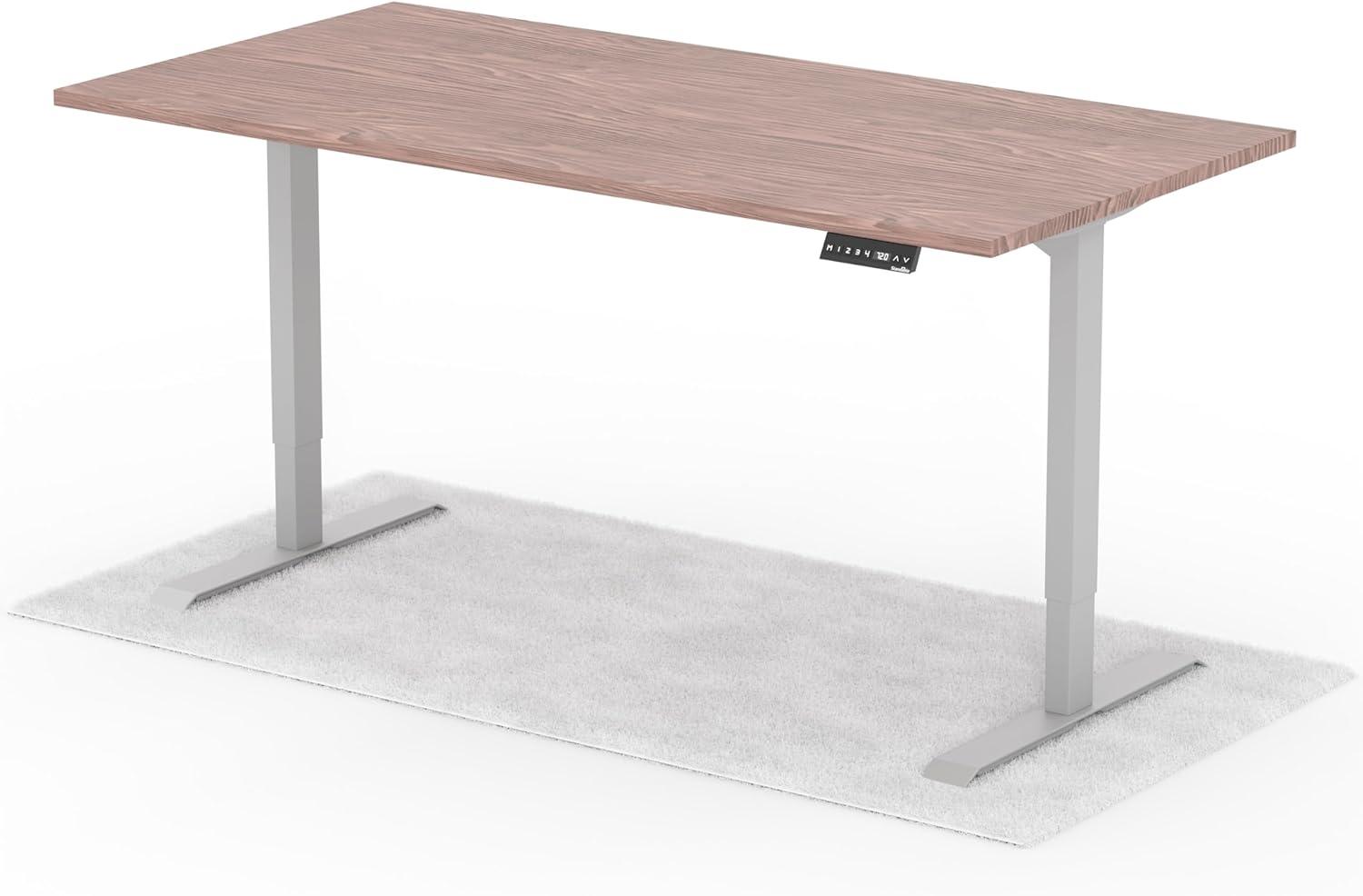 elektrisch höhenverstellbarer Schreibtisch DESK 180 x 90 cm - Gestell Grau, Platte Walnuss Bild 1