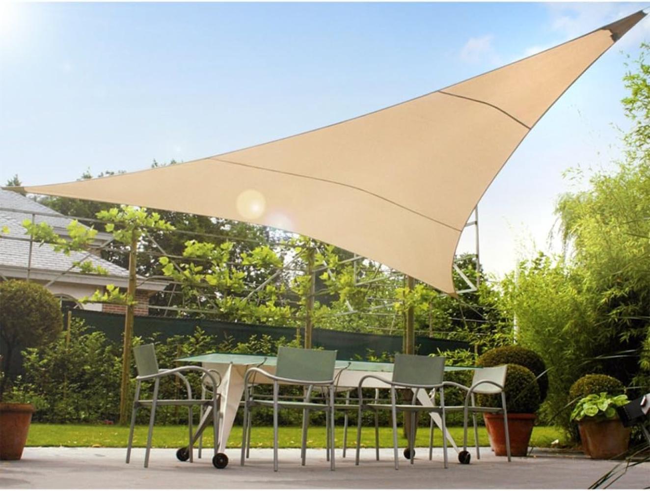 greenBlue GB502 garden sail UV shade polyester 5m triangle cream hydrophobic surface Bild 1