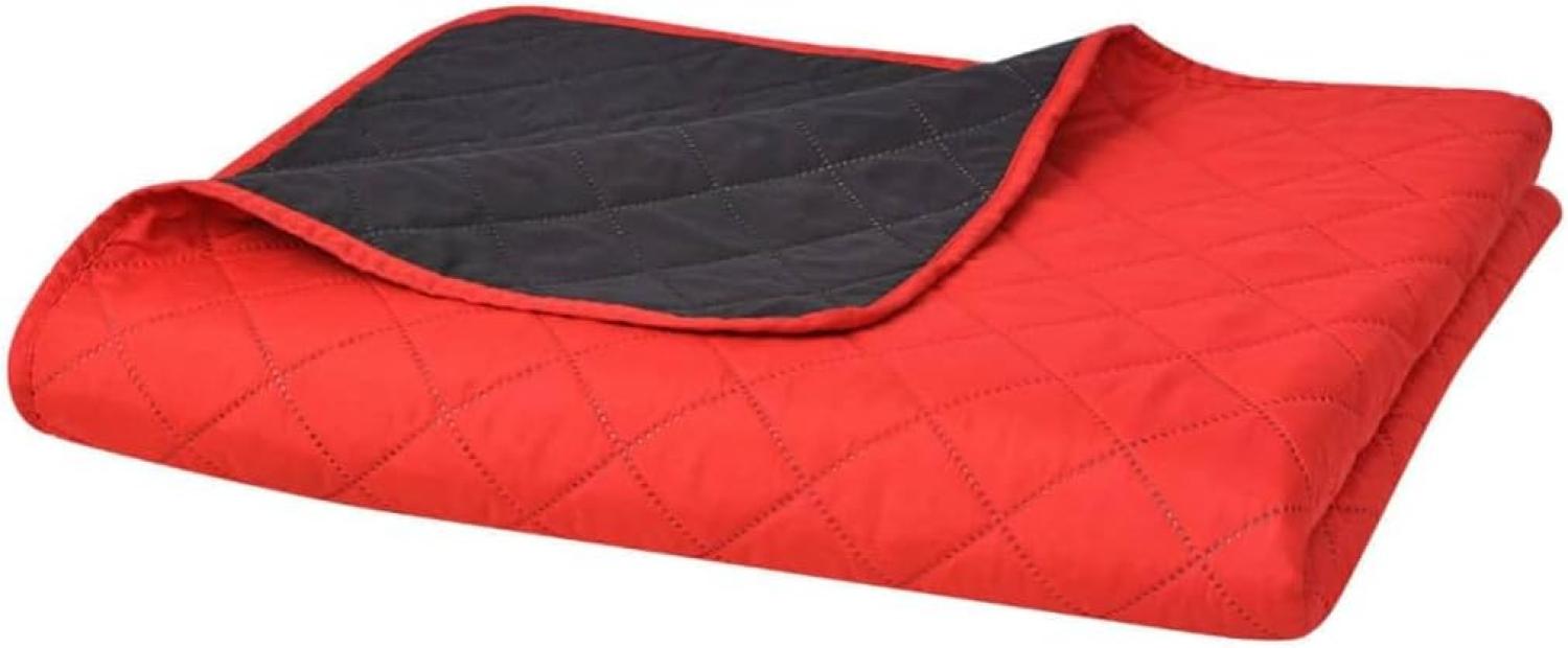 vidaXL Gesteppte Wende-Tagesdecke Rot and Schwarz 220x240 cm 131553 Bild 1