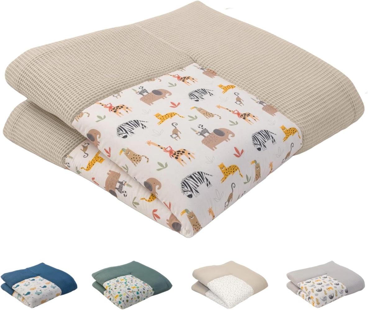 ULLENBOOM ® Baby Krabbeldecke 140x140 cm gepolstert - Sand-Savanne (Made in EU) - XXL Krabbeldecke für Baby mit 100% OEKO TEX Baumwolle, ideal als Babydecke & Spieldecke Bild 1