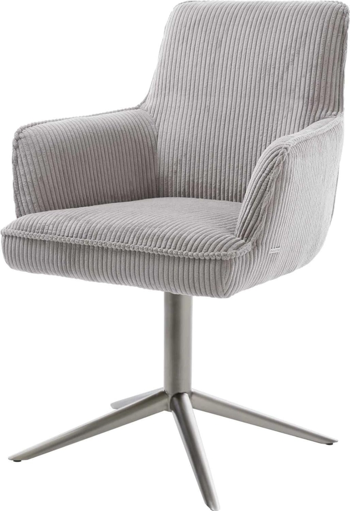 Drehstuhl Heira-Flex mit Armlehnen Cord Silbergrau Fußkreuz Graphit 360° drehbar Wippfunktion Taschenfederkern Bild 1