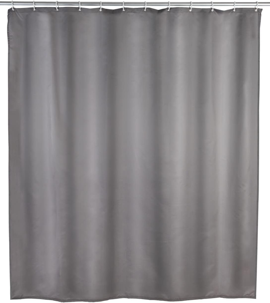 WENKO Anti-Schimmel Duschvorhang Uni Grey, 180 x 200 cm, waschbar Bild 1