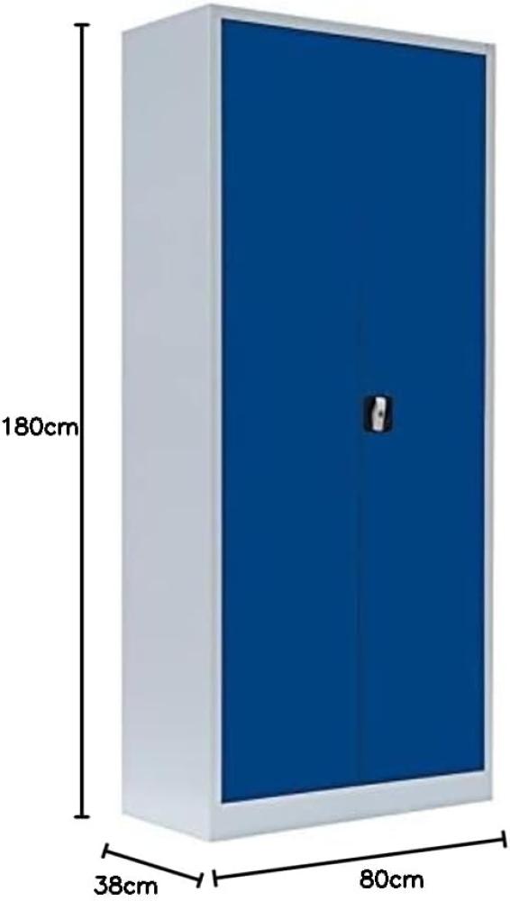 Stahl-Aktenschrank Metallschrank abschließbar Büroschrank Stahlschrank Lichtgrau/Blau 1800 x 800 x 383 mm 530331 Bild 1
