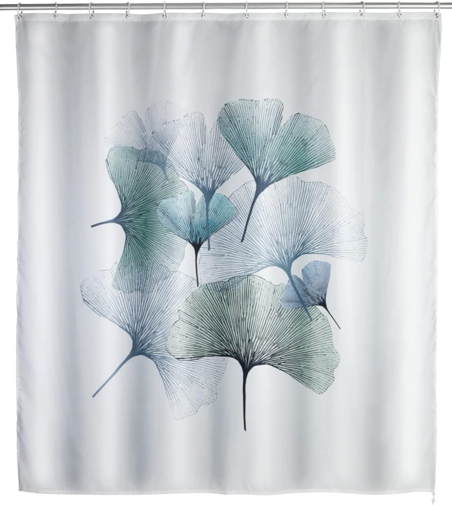 WENKO GINKGO Duschvorhang, 180 x 200 cm, Polyester, waschbar Bild 1