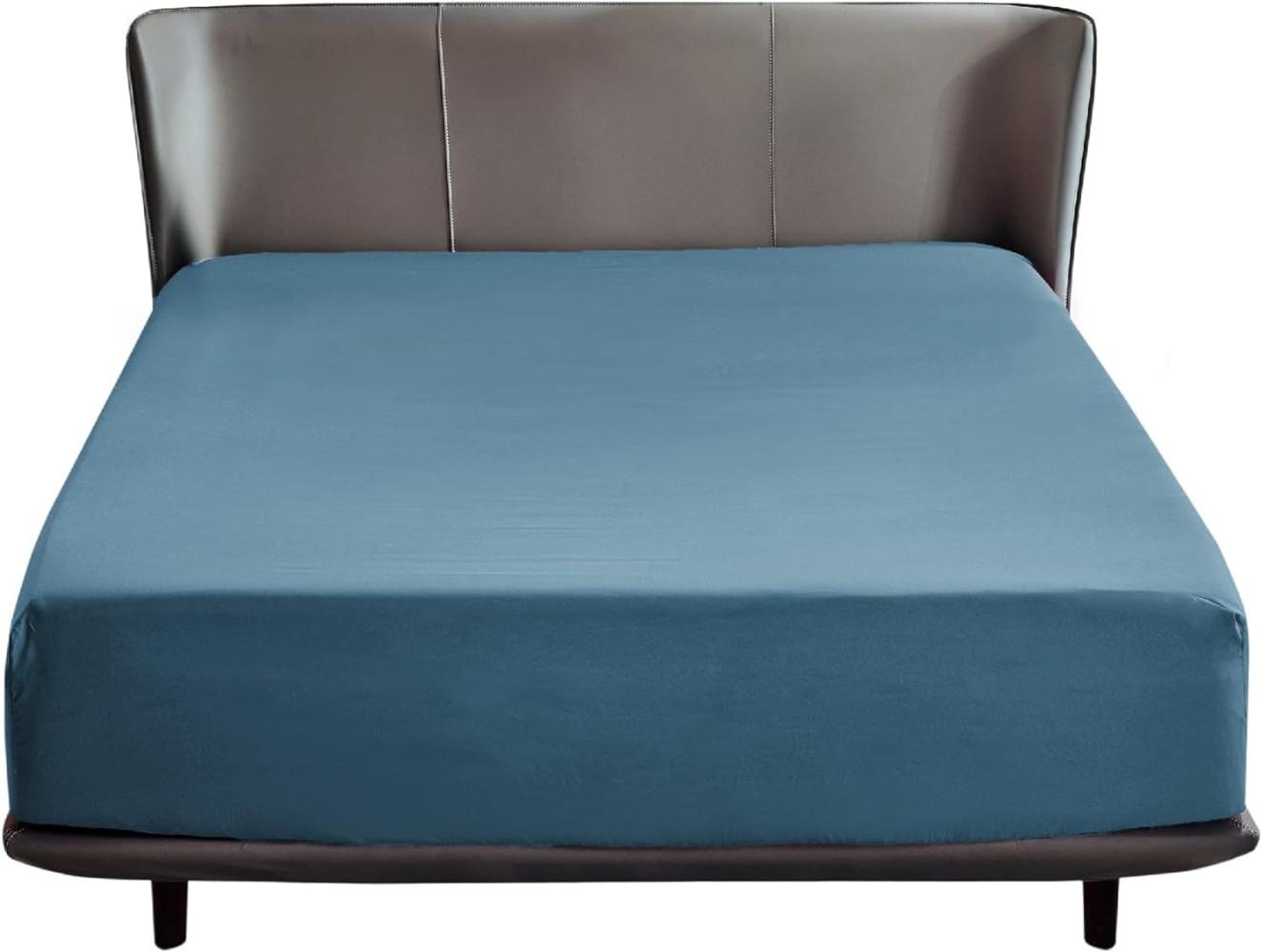 Bedsure Spannbettlaken 160x200 cm Hellblau, Mikrofaser Bettlaken 160x200 cm für Matratze bis 30 cm hohe, Spannbetttuch Leintuch für Boxspringbett Bild 1