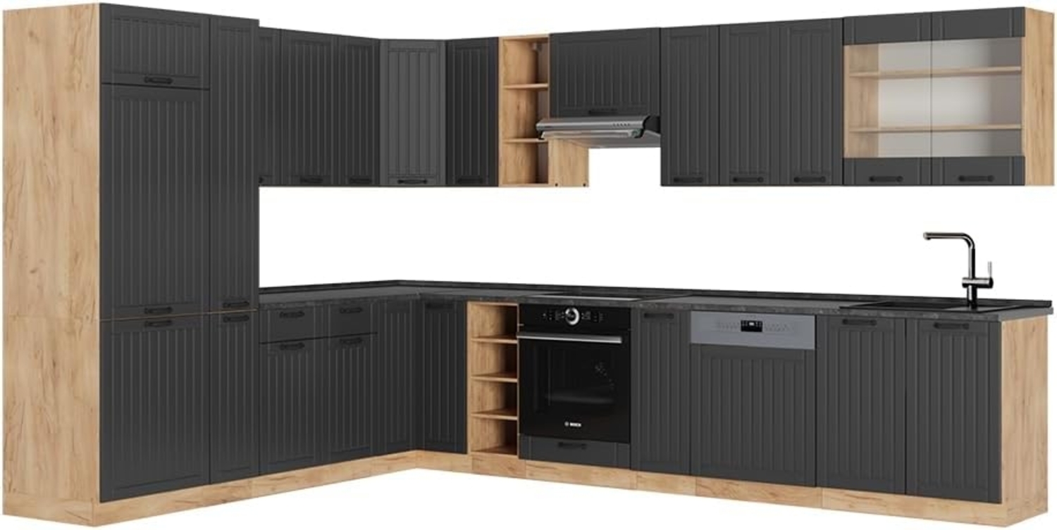 Eckküche Fame-Line Dunkelgrau 347 x 60 cm , AP Anthrazit Vicco Bild 1