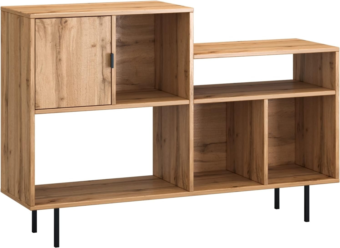 TARGET HOME TV-Board TV Lowboard Komodenschrank mit Metalltür und weißen Wotan-Eiche-Beinen wotan-eiche (H 85 x T 35 x B 125 cm) Bild 1