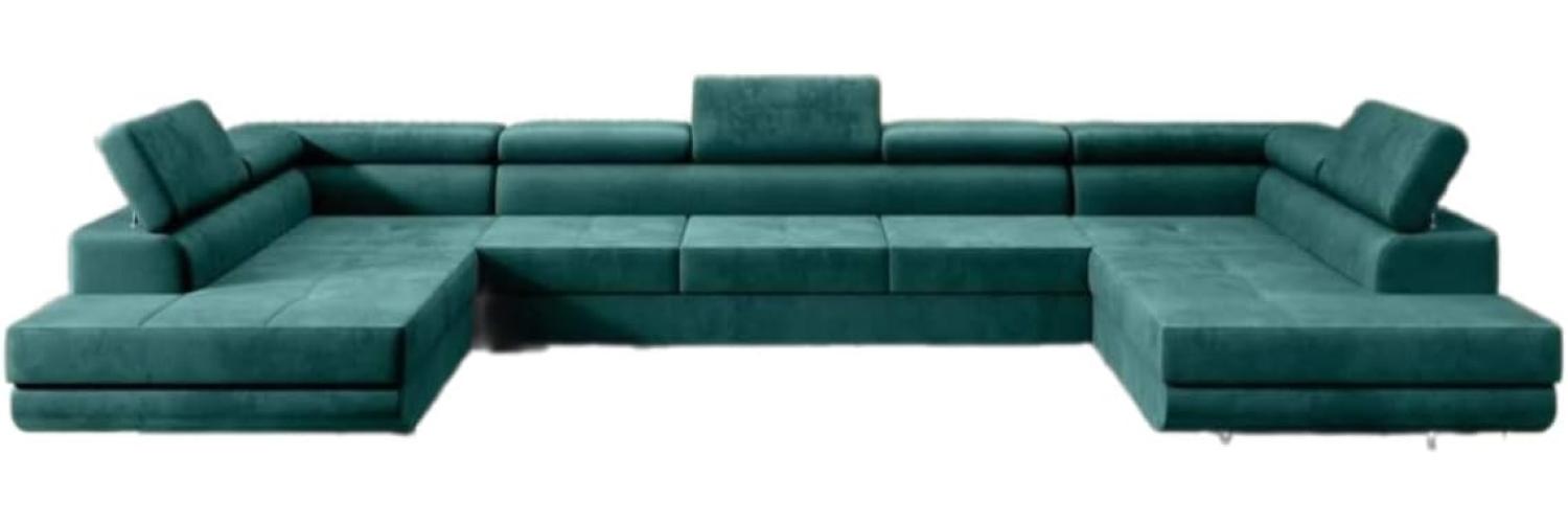 Designer Sofa Taormina mit Schlaf- und Klappfunktion (Samt) Grün Bild 1