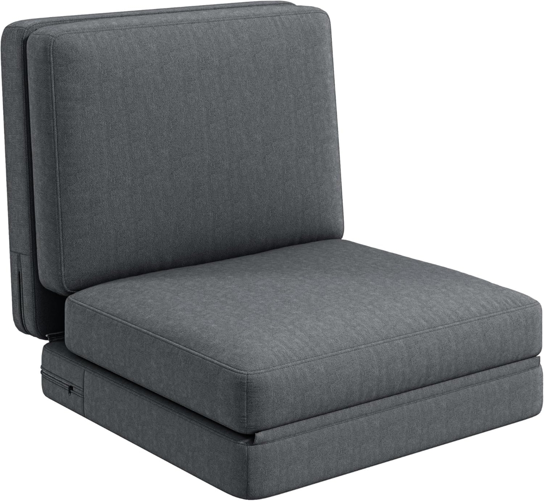 HOMCOM Sitzkissen 3-in-1 Klappbar Schlafsofa mit Samtoptik, bis 240 kg belastbar, für Schlafzimmer, Wohnzimmer, Dunkelgrau Bild 1