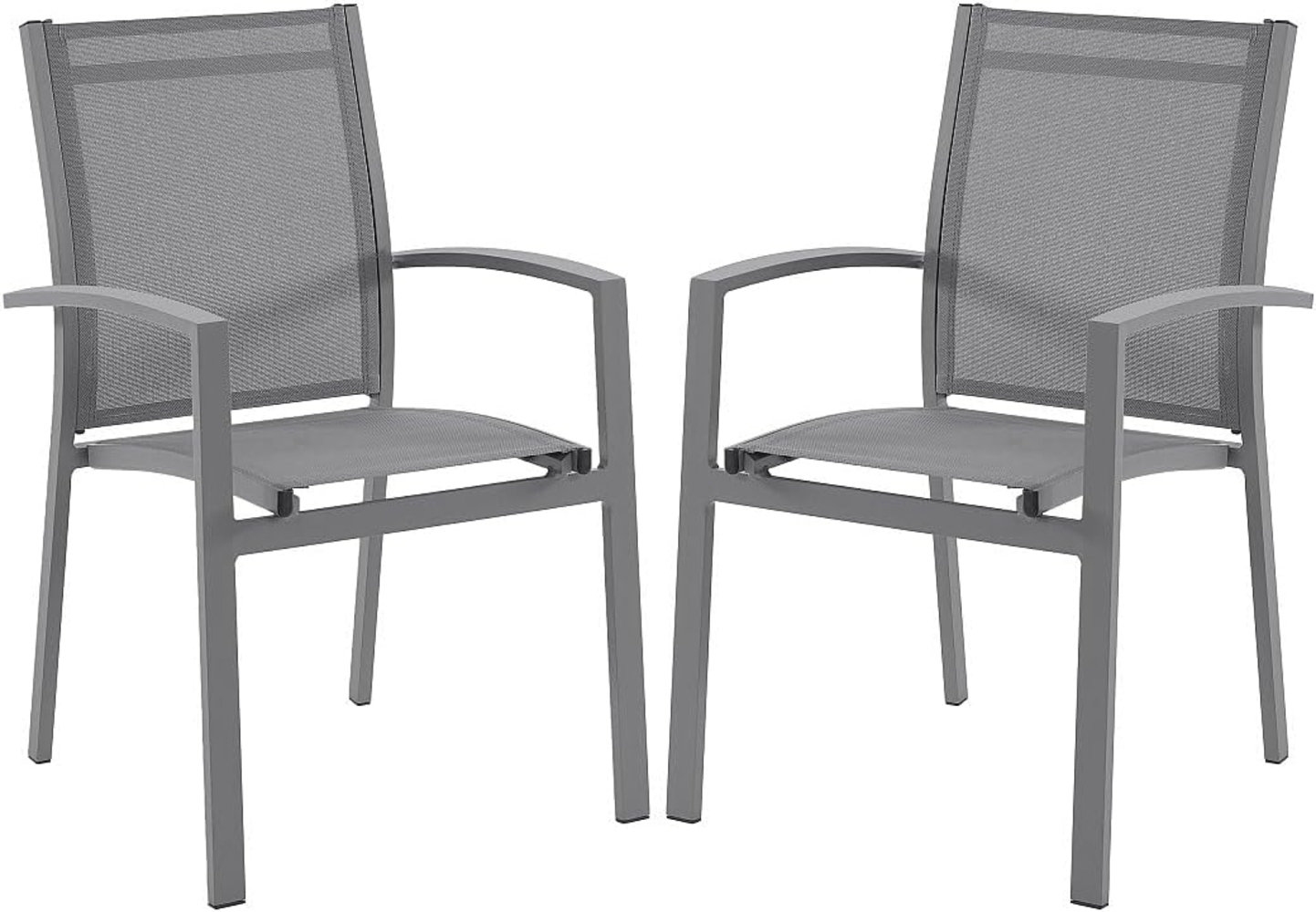 Vente-unique - Gartenstuhl-Set 2er stapelbar - Aluminium & Textilene - Anthrazitgrau - TELTO von MYLIA Bild 1