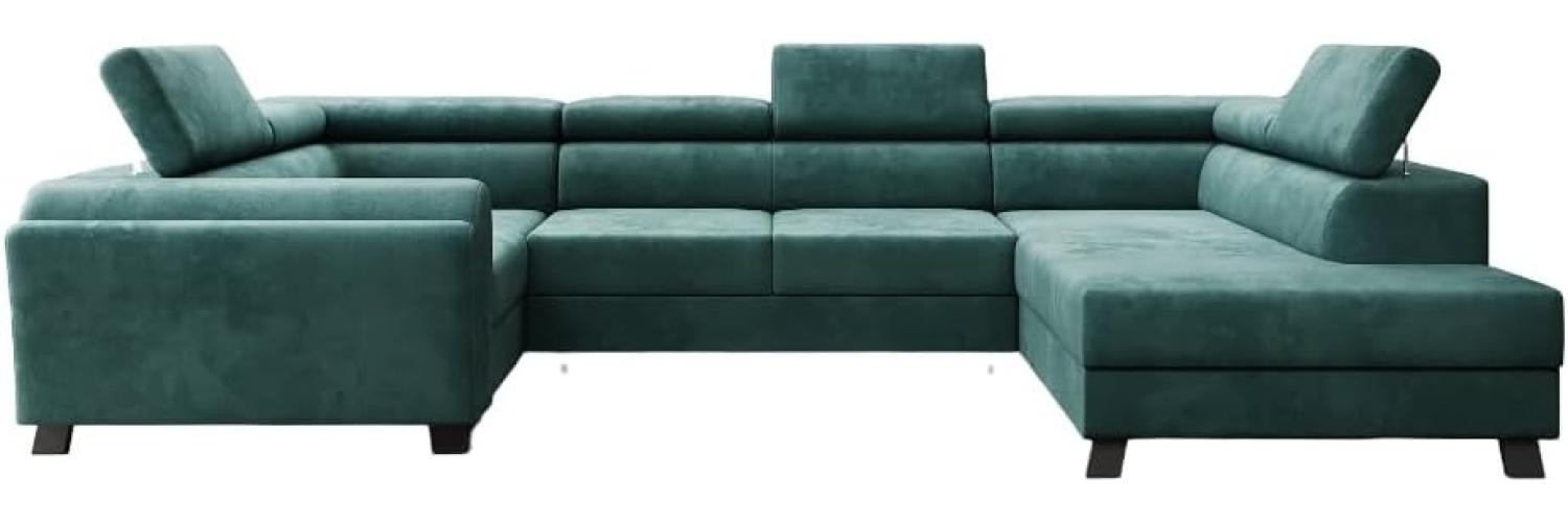 Designer Sofa Emilio mit Schlaf- und Klappfunktion Samt Grün Rechts Bild 1