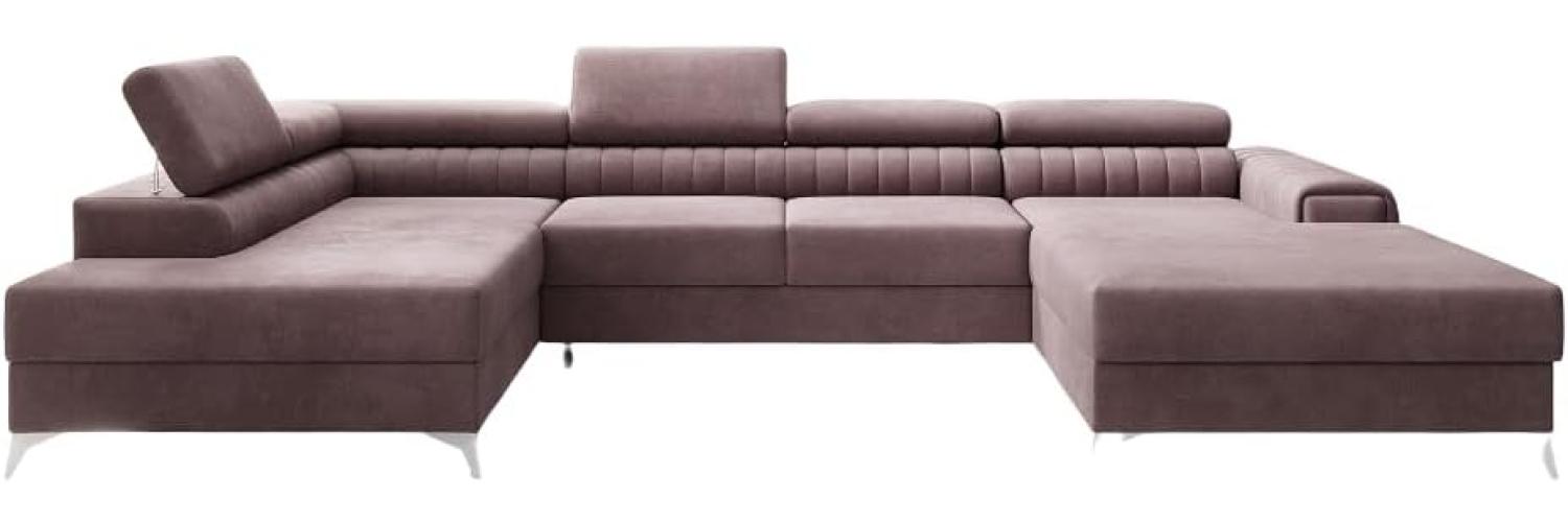 Designer Sofa Collina mit Schlaf- und Klappfunktion Samt Rosé Links Bild 1