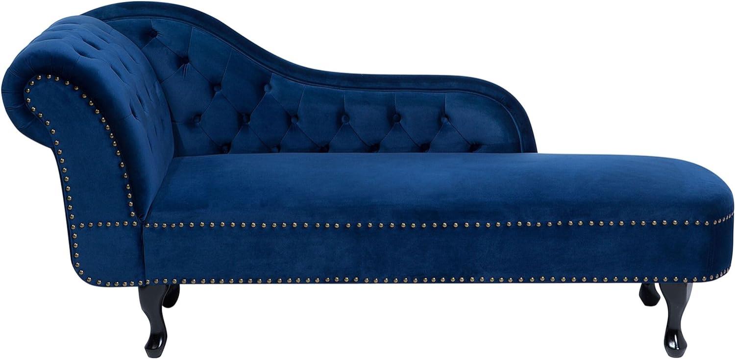 Chaiselongue Samtstoff blau linksseitig NIMES Bild 1