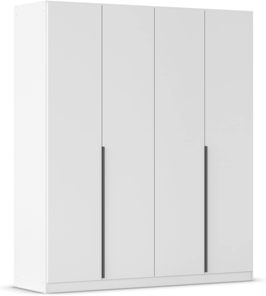 Rauch Möbel Alabama, Kleiderschrank, Garderobenschrank, 4-türig, Zubehör Classic, 2 Kleiderstangen, 7 Einlegeböden, Farbe Weiß, Griff Grau metallic, 181 x 229 x 54 cm Bild 1