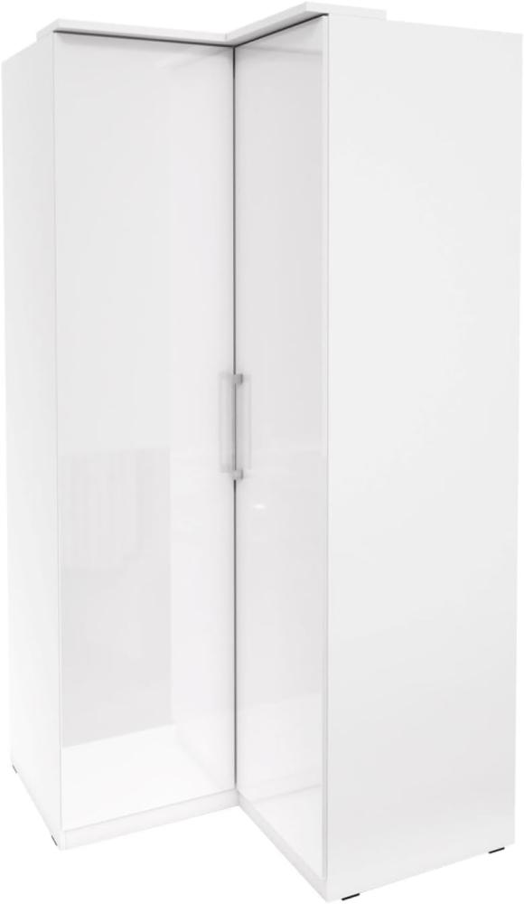 Eckkleiderschrank "Optima" Schrank 109 cm weiß Hochglanz 2-Türig Bild 1