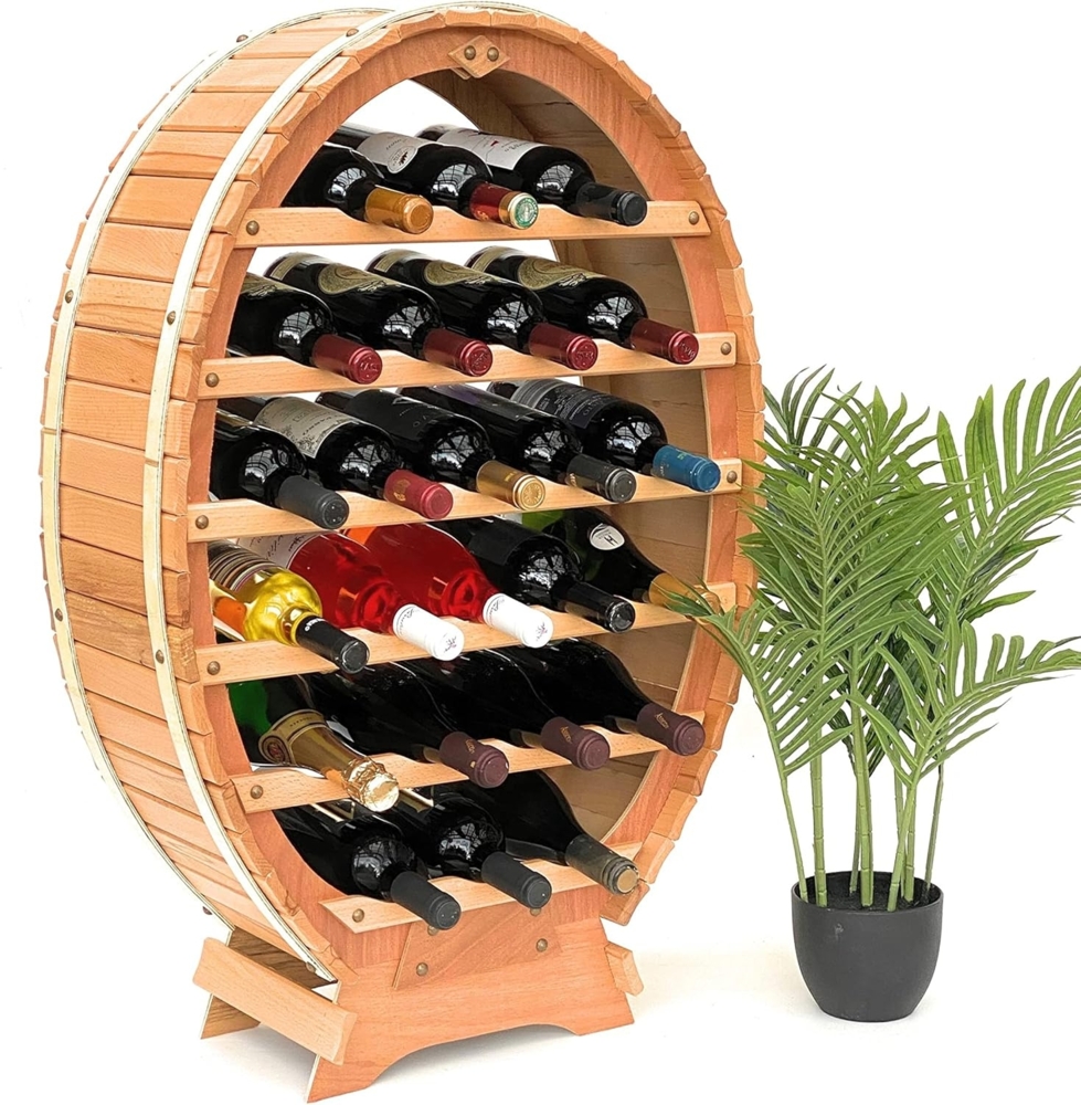 DanDiBo Weinregal Holz Stehend Weinfass 24 Flaschen Natur lackiert Wandregal Bild 1