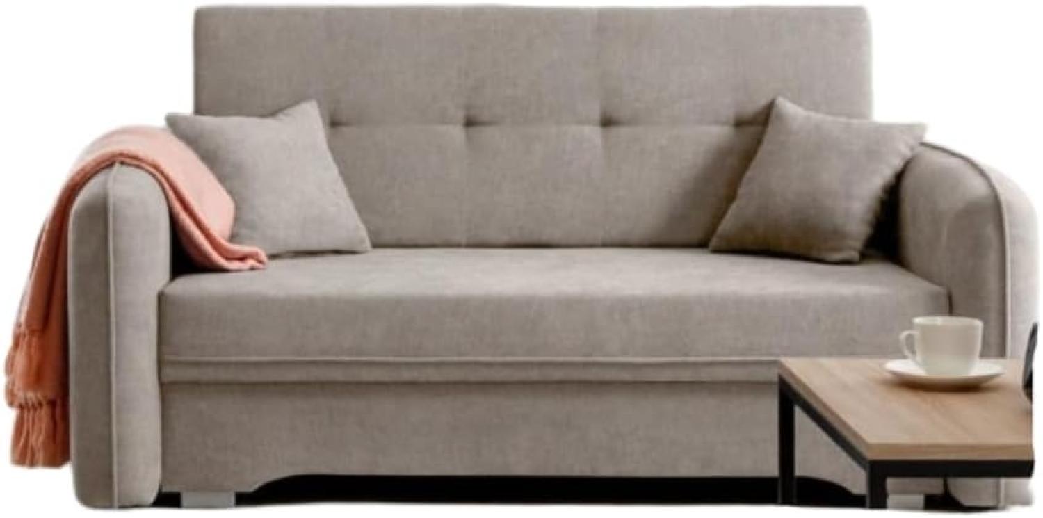 Designer Sofa Elayn mit Schlaffunktion Beige Bild 1