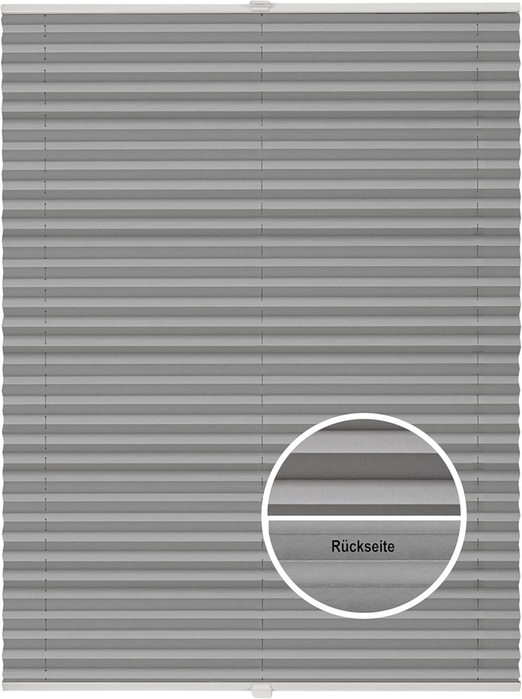 ondeco Plissee Thermo ohne Bohren mit Klemmträger,Sonnenschutz für Fenster innen, lichtschutz und Blickdicht, Faltrollo Sichtschutz für Tür, Jalousie Rollo leicht verdunkelnd - Hellgrau - 100x130 cm Bild 1