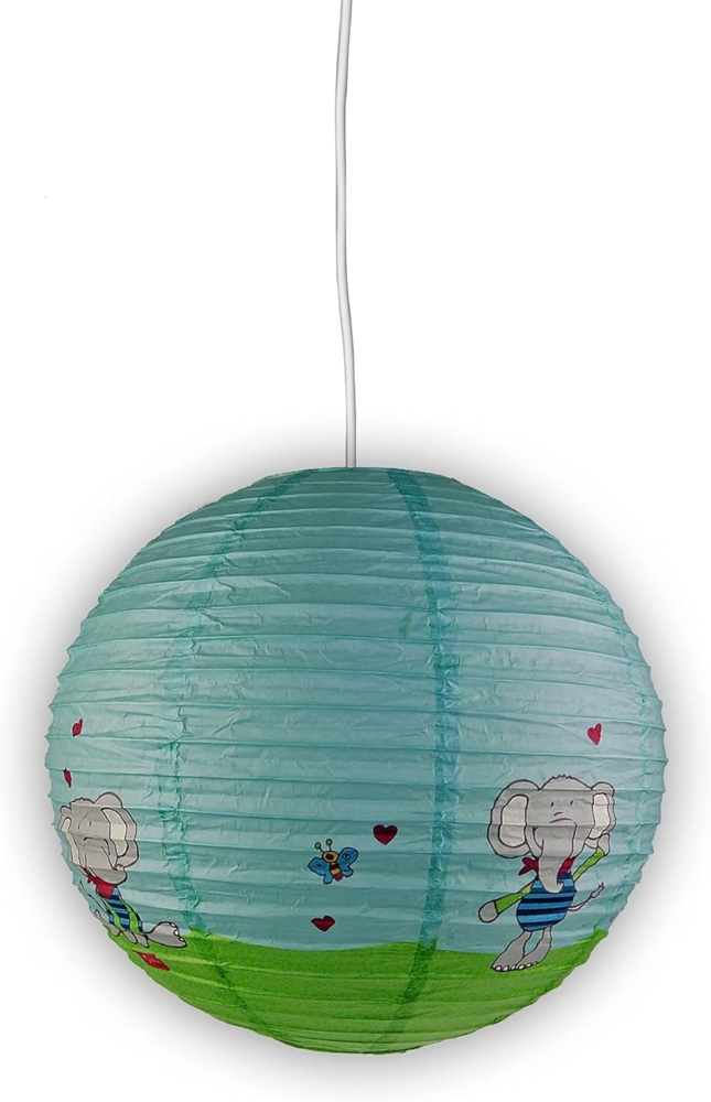 Papier Lampenschirm fürs Kinderzimmer mit fröhlichem Elefanten Motiv Ø 40cm Bild 1
