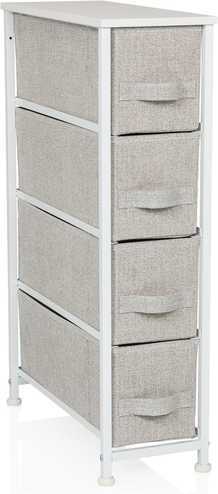 hjh LIVING Kommode mit 4 Stoffschubladen FOLDRESS S 20 x 48 x 76 cm Schubladenkommode Organizer, höhenverstellbare Fußgleiter, Metall-Gestell, Grau Bild 1