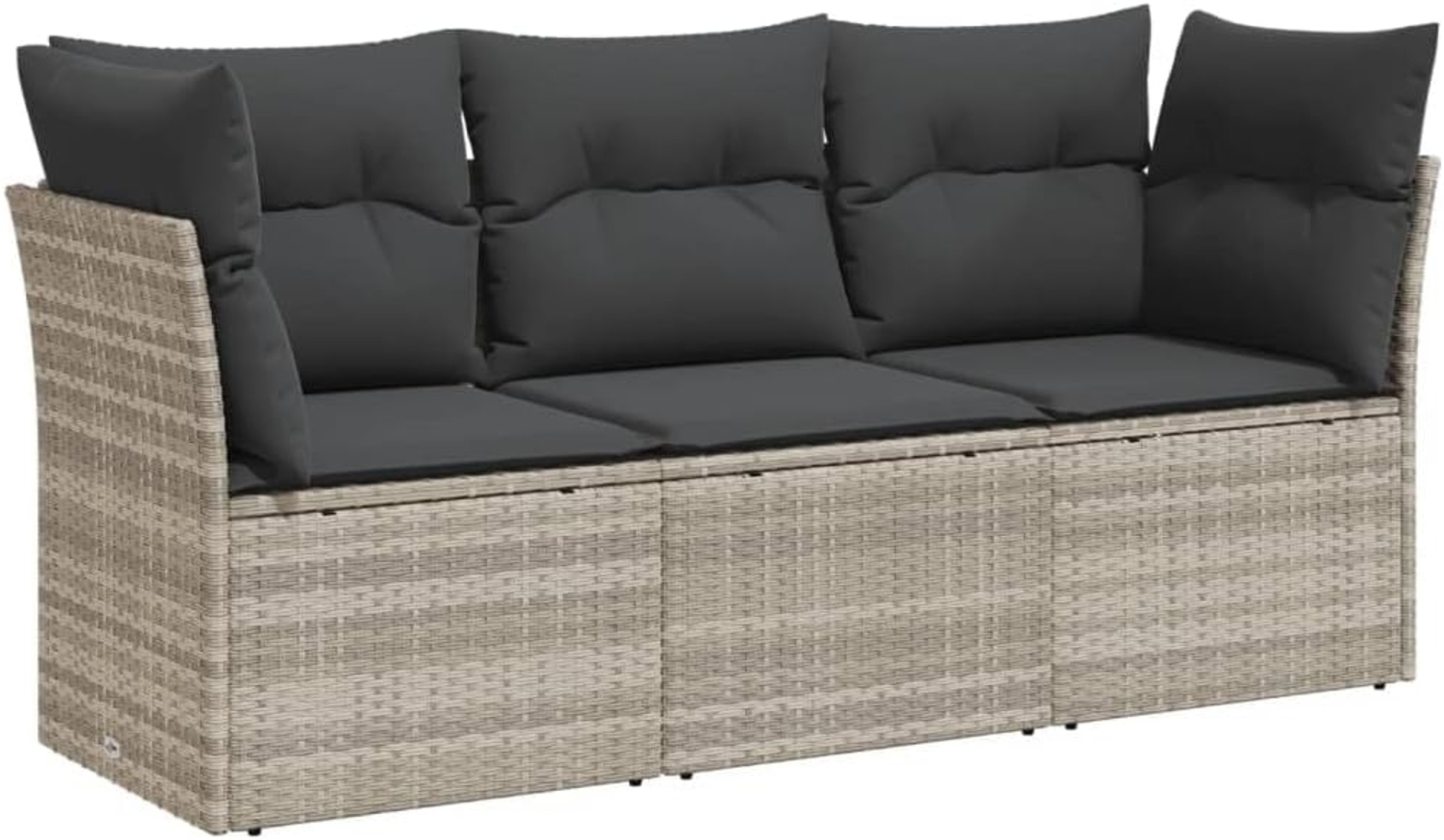 vidaXL 3-tlg. Garten-Sofagarnitur mit Kissen Hellgrau Poly Rattan 3217212 Bild 1
