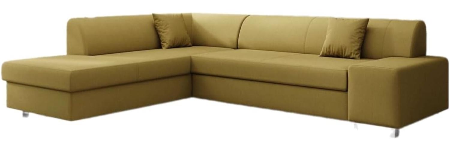 Designer Sofa Pina mit Schlaf- und Klappfunktion Stoff Senf Links Bild 1