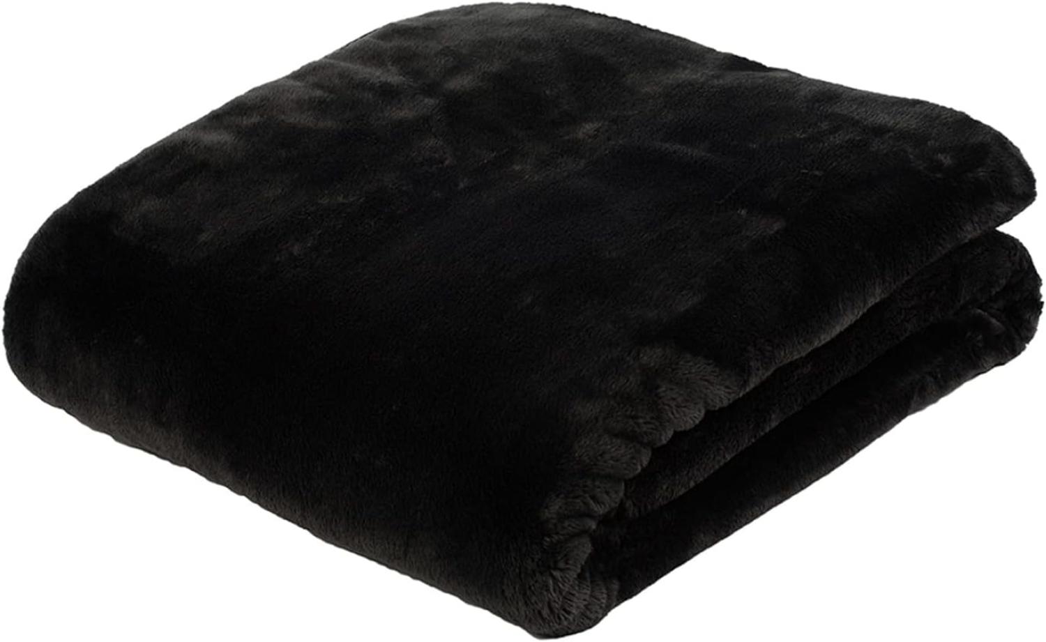 Premium Cashmere Kuscheldecke Tagesdecke Wohndecke 220 x 240 cm - Schwarz Bild 1