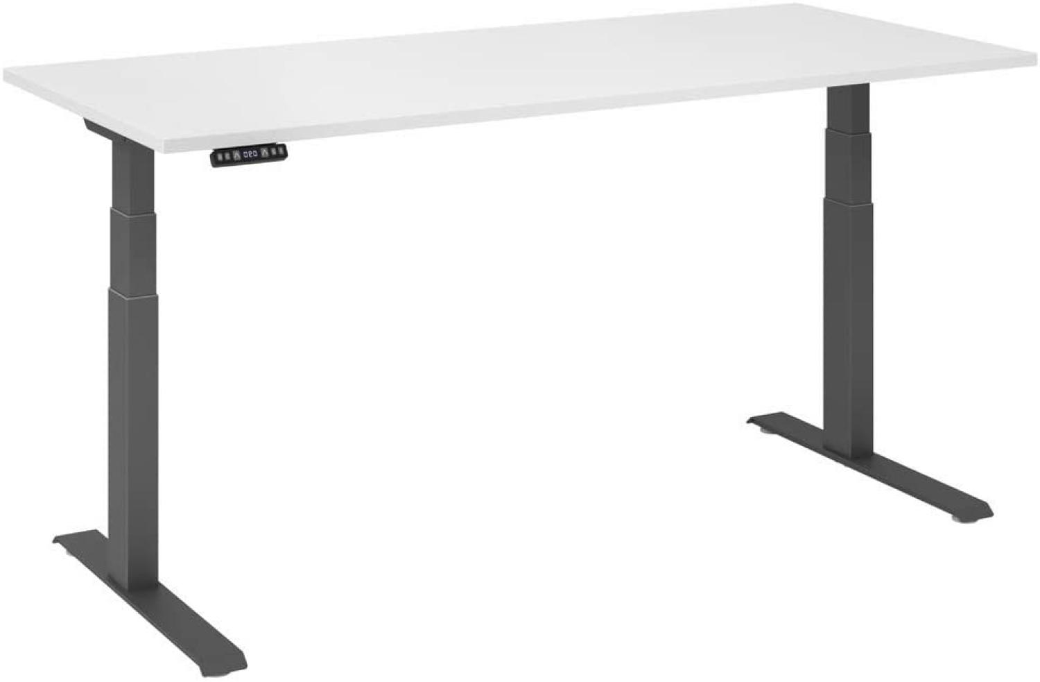 Sitz-Steh-Schreibtisch elektrisch 180x80cm Weiß/Silber Bild 1