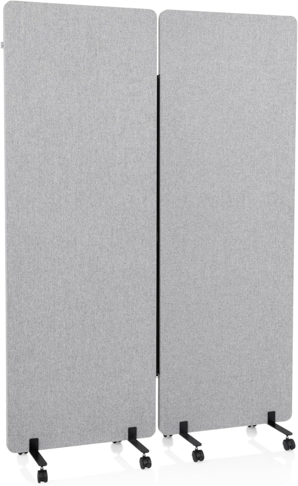 hjh OFFICE Mobile Akustik Trennwand 2er Set 177x60 cm FLEXMIUT Stoff Hellgrau Raumteiler mit Rollen & Gleiter 891001 Bild 1