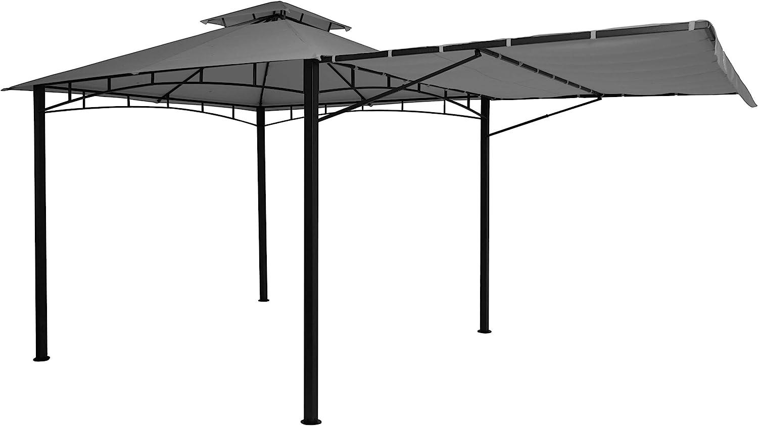 Pergola HWC-F94, Garten Pavillon, Stahl bewegliche Seitenwand 2,5x2,5 m ~ grau Bild 1