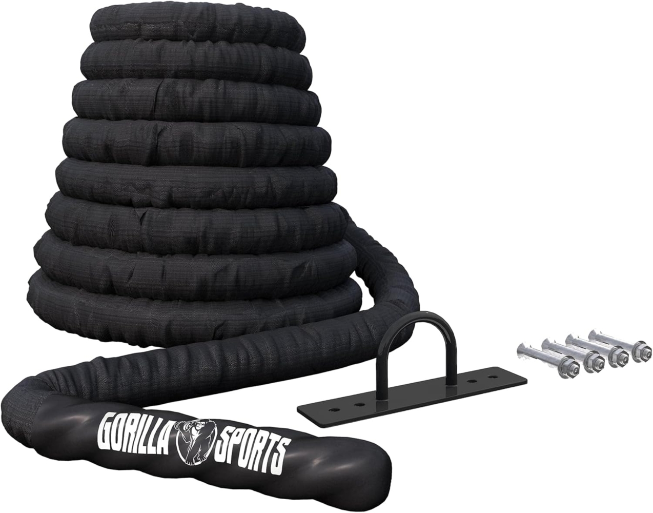 GORILLA SPORTS Schlacht Seil, 9m/12m/15m Länge, Ø 38mm/50mm, inkl. Wandhalterung Battle Rope Bild 1