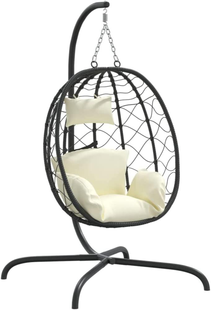 vidaXL Hängesessel Ei mit Kissen Cremeweiß Poly Rattan & Stahl 360046 Bild 1