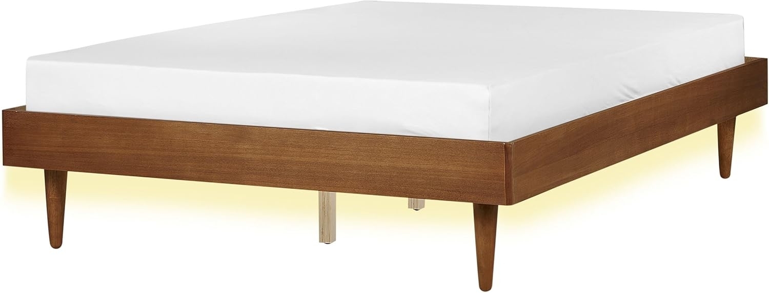 Bett mit LED TOUCY 140 x 200 cm LED Heller Holzfarbton Bild 1