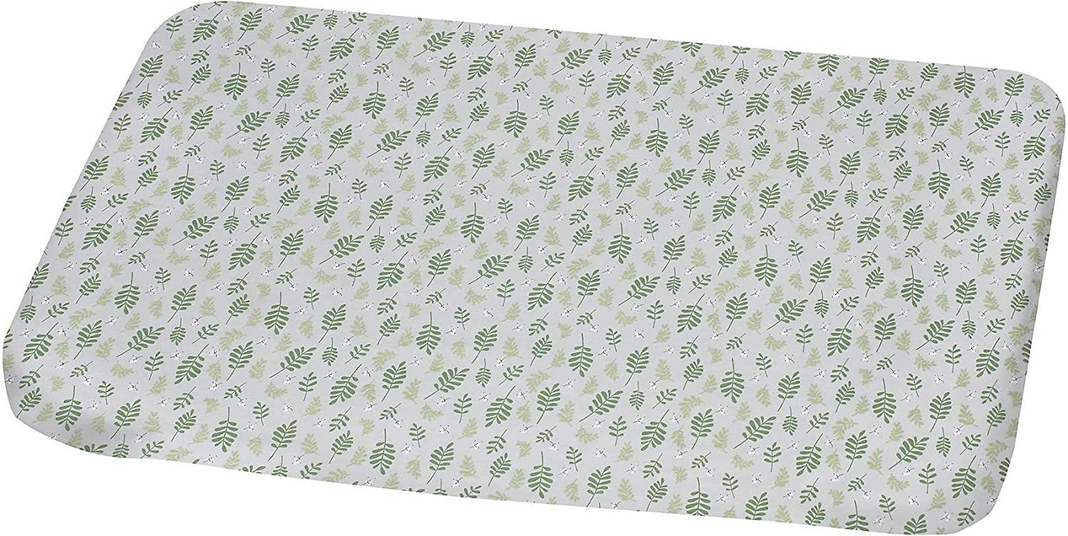 Wickelauflage Drifting Leaves , Baumwolle , Grün, Grau , 70.00 x 8.00 x 85.00 cm Bild 1